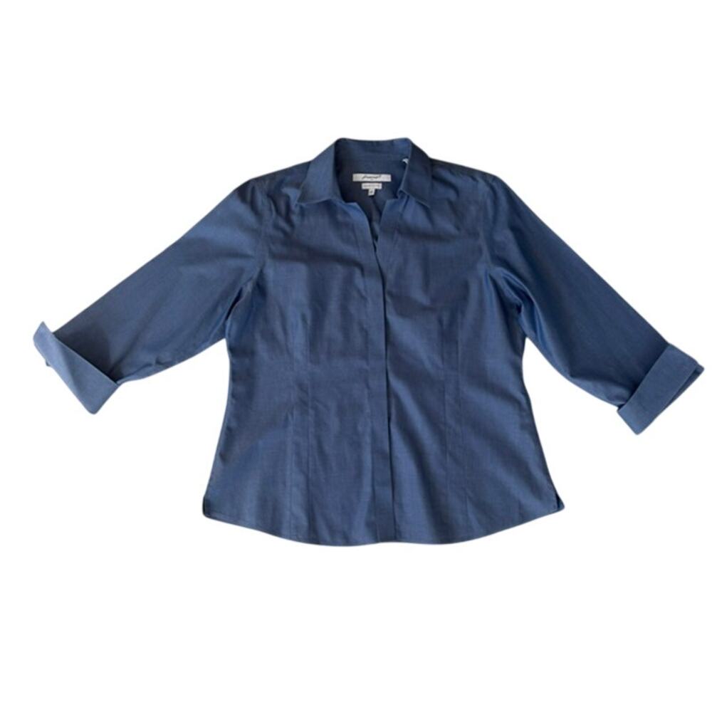 Foxcroft Blue Heritage Non-Iron Button Up Shirt - Size 16P